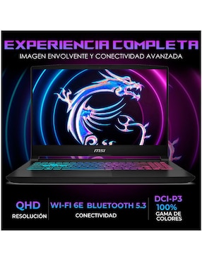 Laptop gamer Msi KT15I-5070Ci7321TM 15.6 pulgadas QHD Intel Core i7 NVIDIA GeForce RTX 5070 32 GB RAM 1 TB SSD