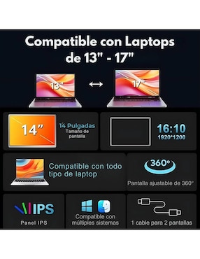 Monitor portátil Mr. Gadgets IPS Full HD 14 pulgadas S688