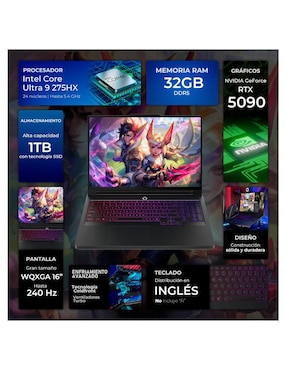 Laptop gamer Lenovo 83F50017US 16 pulgadas WQXGA Intel Core Ultra 9 NVIDIA GeForce RTX 5090 32 GB RAM 1 TB SSD