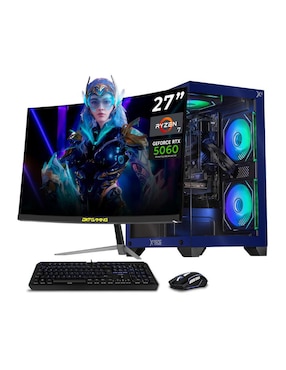Computadora gamer Xtreme PC Gaming XTPCR732GB5060MCHB 27 pulgadas Full HD AMD Ryzen 7 NVIDIA GeForce RTX 5060 16 GB RAM 1 TB SSD