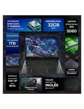 Laptop GamerHP Omen Limited Edition Lol 16 pulgadas FULL HD+ Intel Core I7 NVIDIA Geforce Rtx 5060 32 GB RAM 1 TB SSD