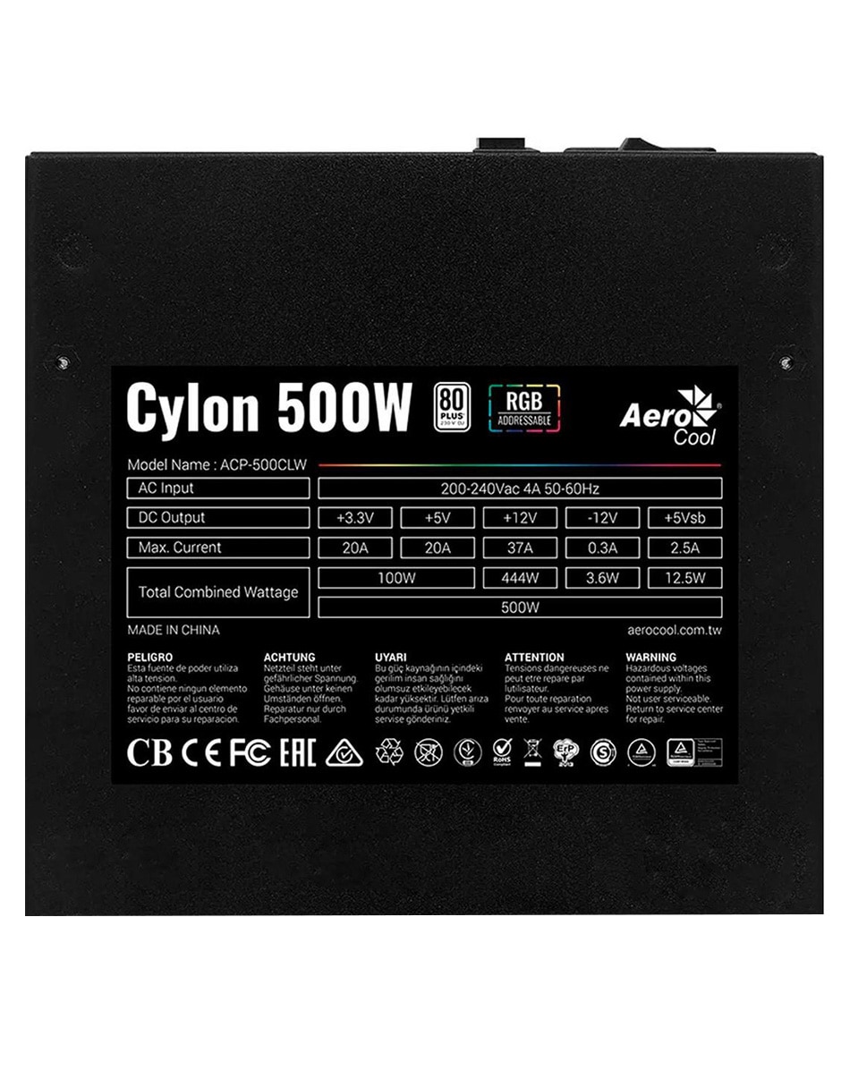 Fuente 500W 80+Bronce Cylon RGB 2