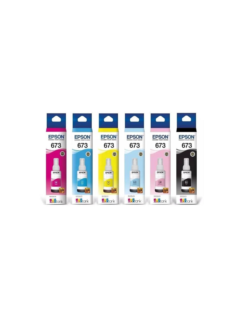 Set Bote de Tintas T673 CMYKCLML para L800 L805 L850 L1800 Kit Supermex 2