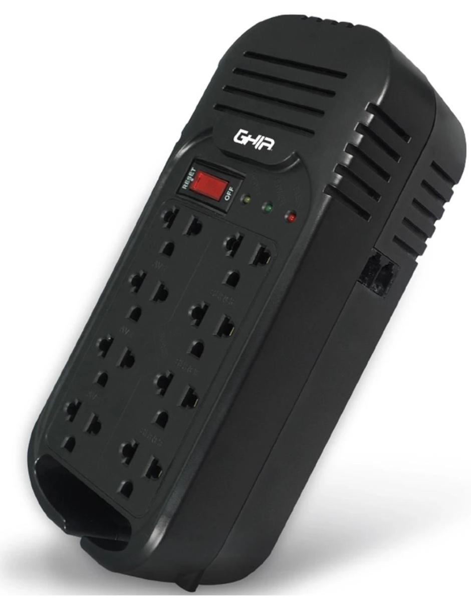 Regulador de Voltaje 1300VA/600W 8 Contactos RJ-11 GVR-013