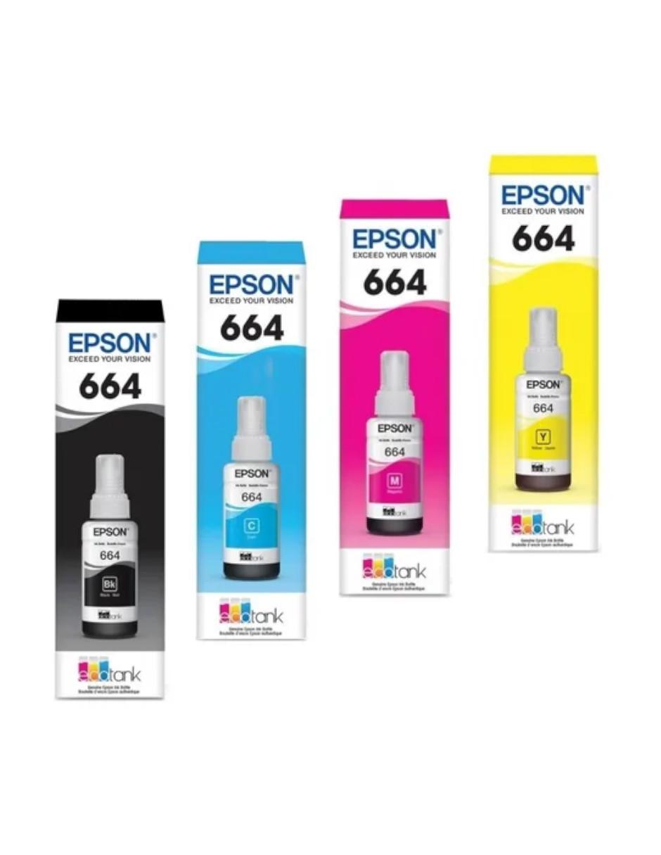 Set 4 Botellas Tinta T664 Color L310 L380 L375 L395 L575 L1300 2
