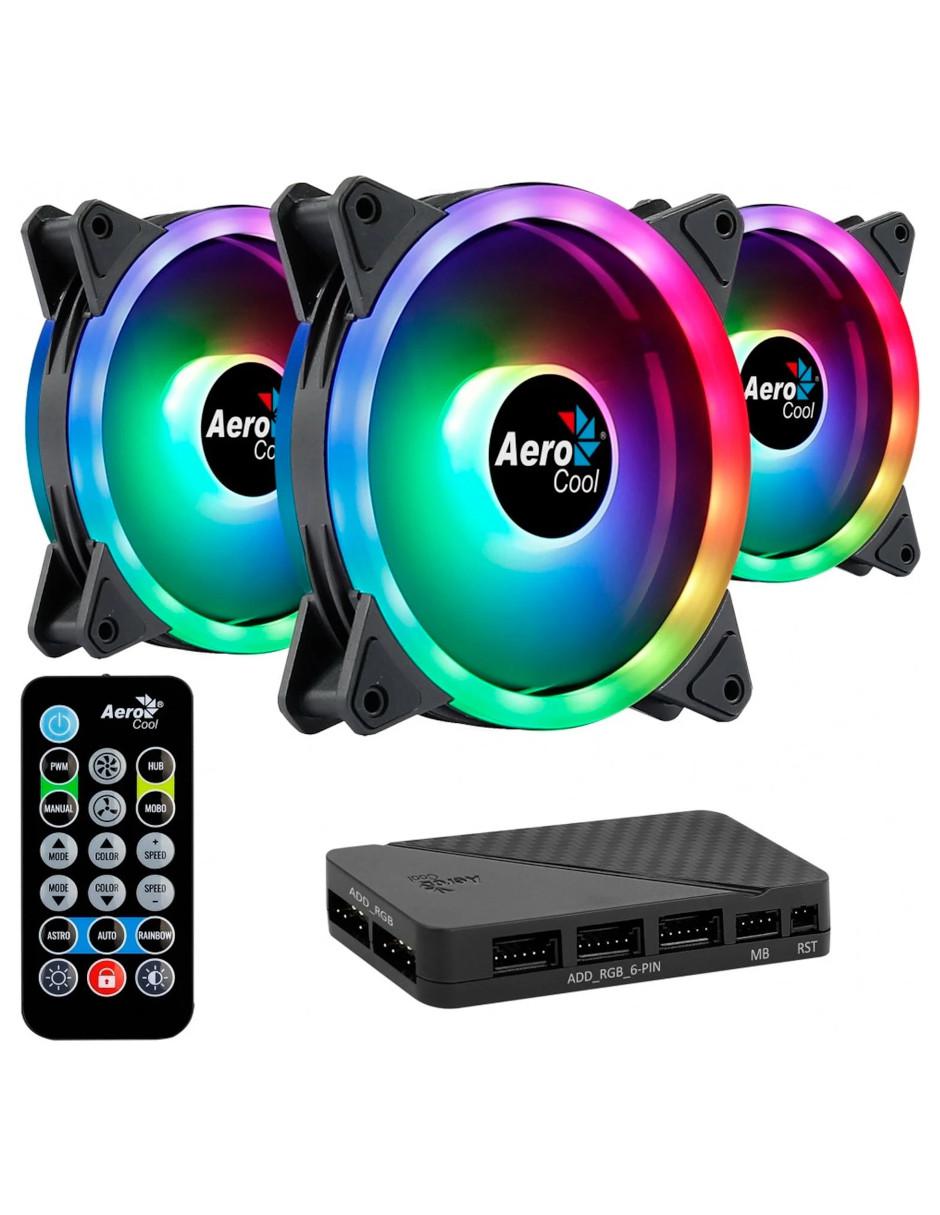 Set 3 Ventiladores Gamer Duo 12 Pro RGB 120mm + Control