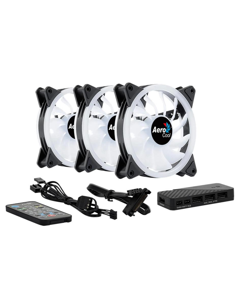 Set 3 Ventiladores Gamer Duo 12 Pro RGB 120mm + Control 2