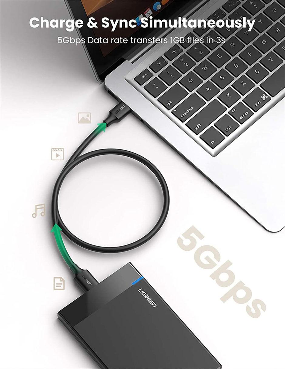 Cable USB a Micro USB Reforzado Disco Duro HDD SSD 50 cm 3