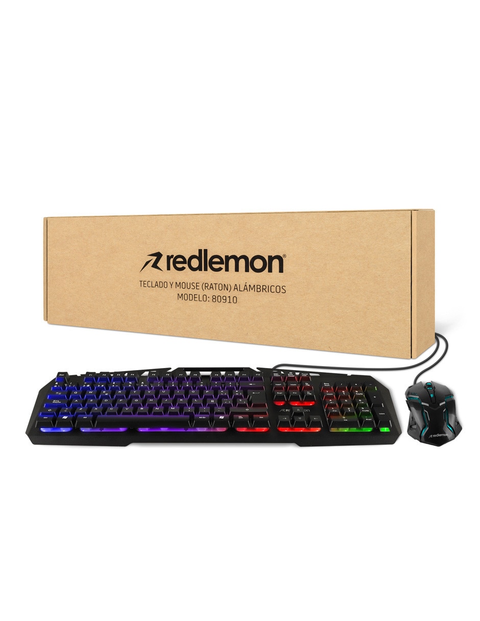 Set Mouse y Teclado Gamer Alámbrico USB con Luz RGB Windows y Mac Redlemon 14