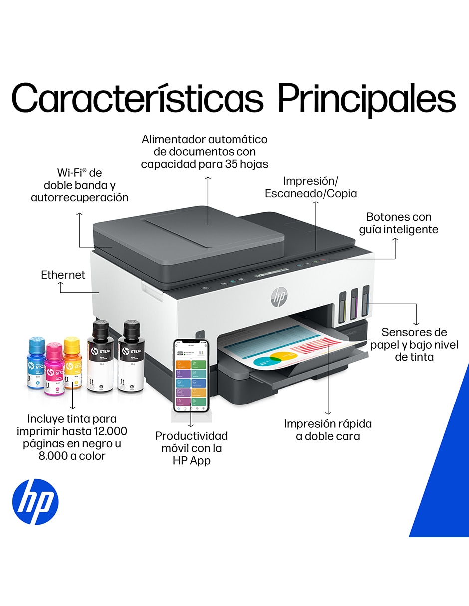 Multifuncional Smart Tank 750 de tinta continua alámbrica a  color 9