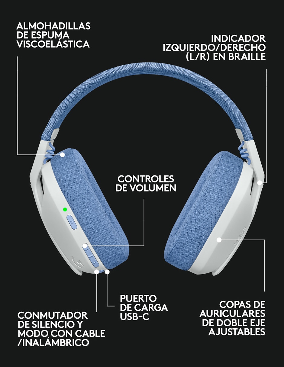 Audífonos gamer over - ear G435 Inalámbricos con cancelación de ruido 9