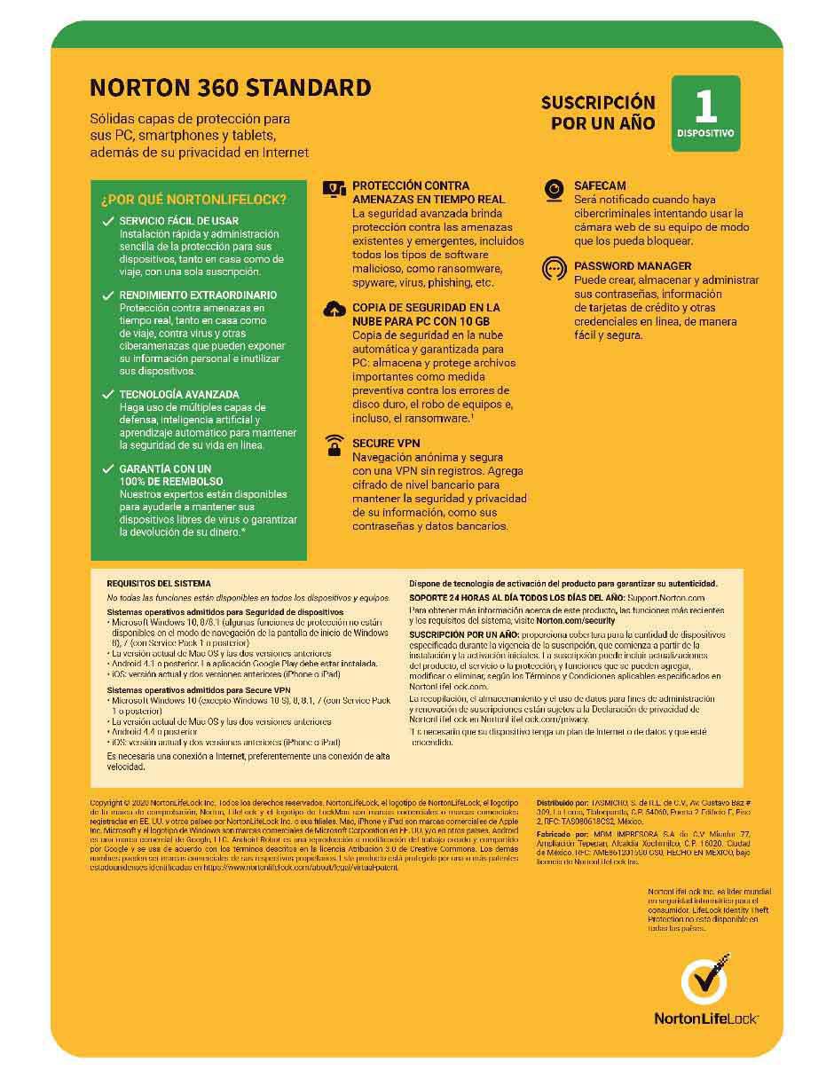 Norton 360 Standard Antivirus para 1 usuario 2