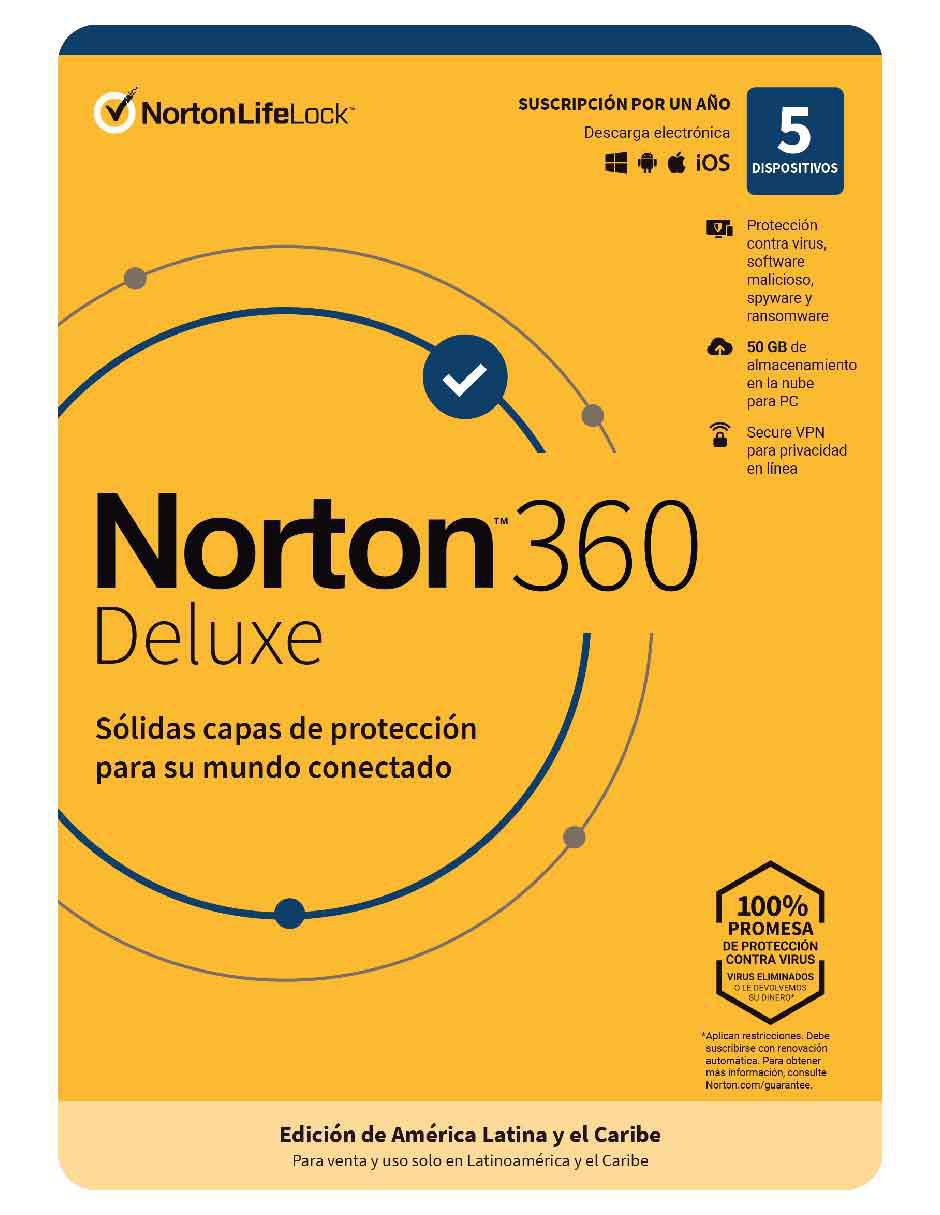 Norton 360 Deluxe Antivirus para 5 usuarios