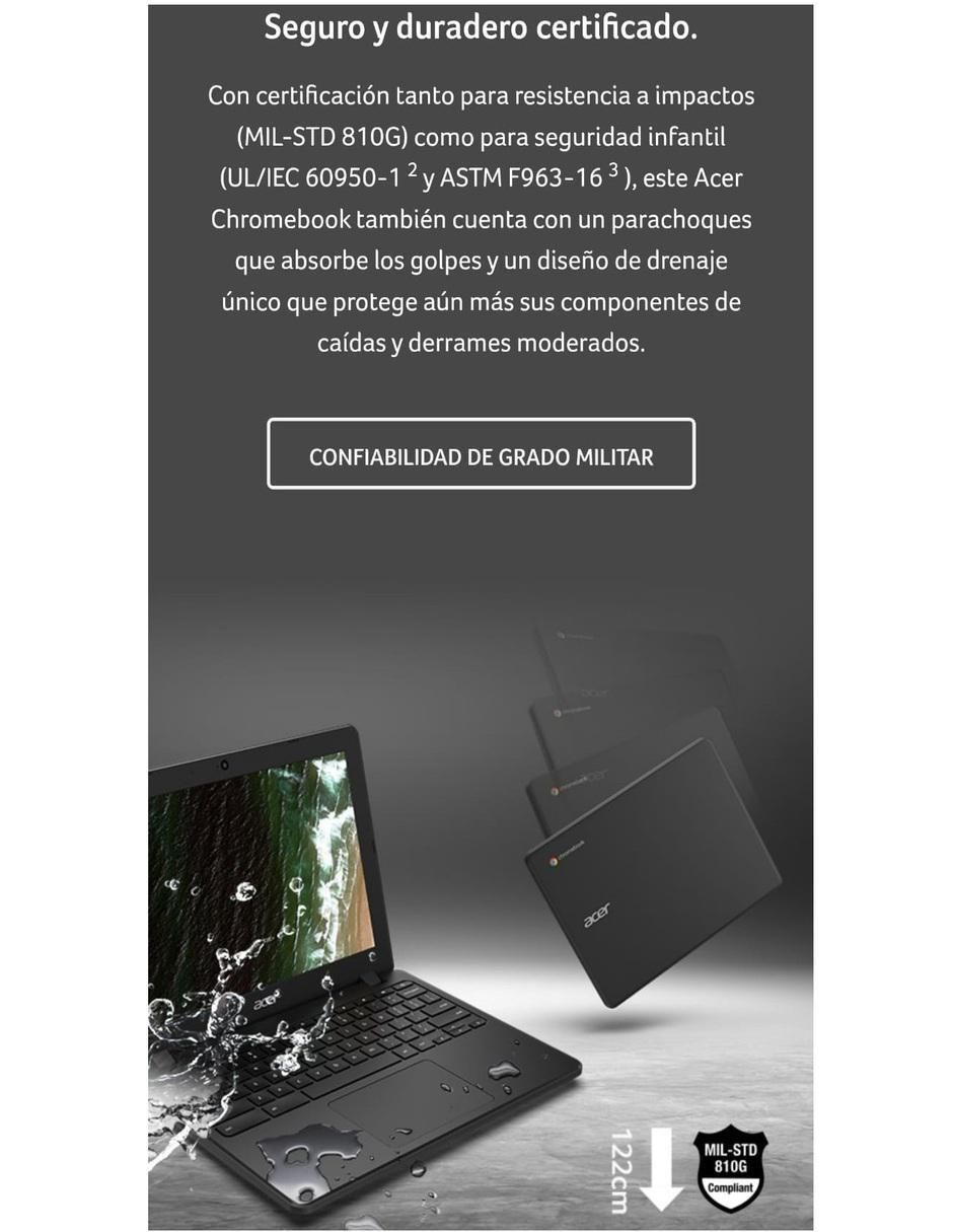 Laptop Chromebook 712-C871 12 pulgadas HD Intel UHD Graphics Intel Celeron 4 GB RAM 32 GB 128 GB SSD 4