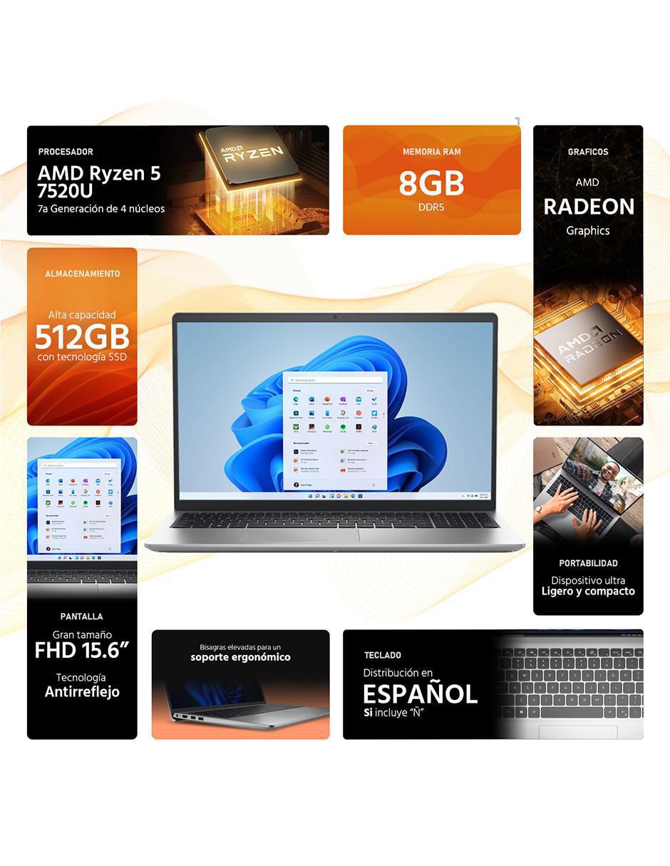 Laptop Inspiron 15 3535 15.6 pulgadas Full HD AMD Ryzen 5 AMD Radeon 8 GB RAM 512 GB SSD 2