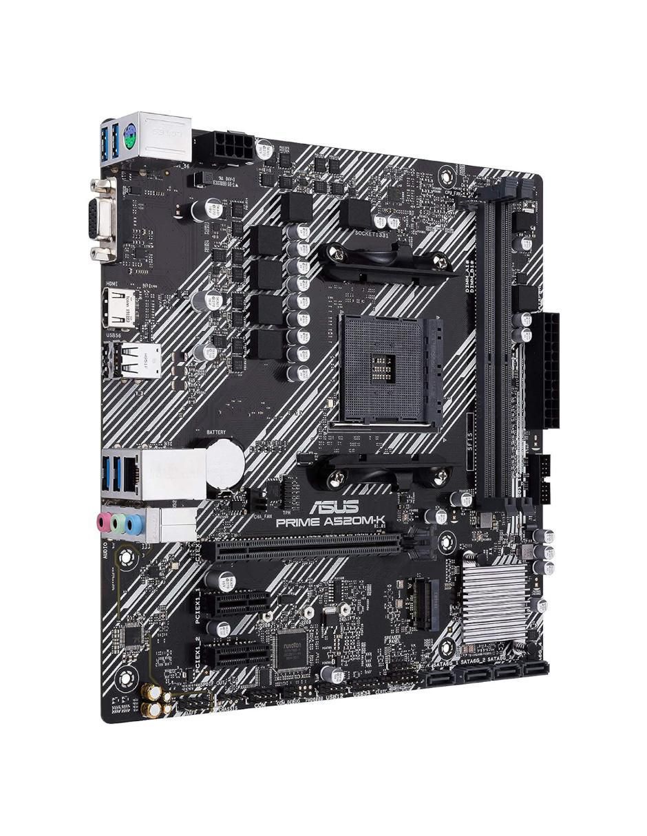 Tarjeta madre Prime A520M-K con procesador AMD 2