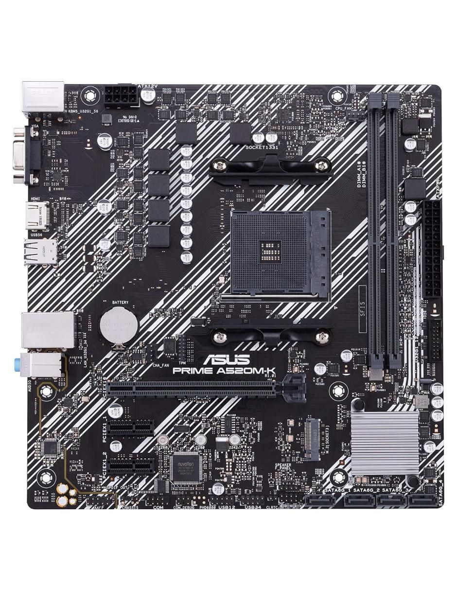 Tarjeta madre Prime A520M-K con procesador AMD 3
