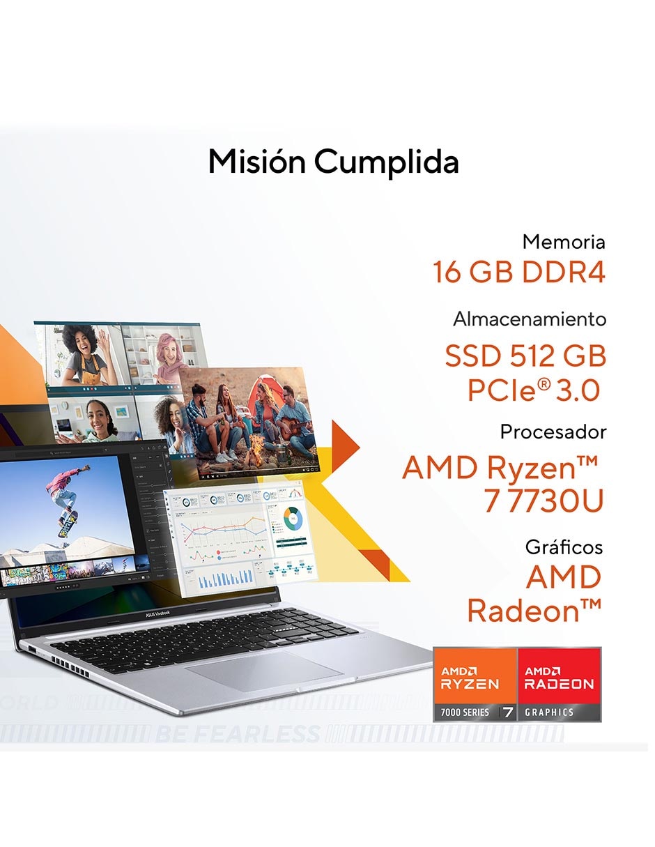 Laptop Vivobook 16 16 pulgadas WUXGA AMD Ryzen 7 AMD Radeon 16 GB RAM 512 GB SSD 3
