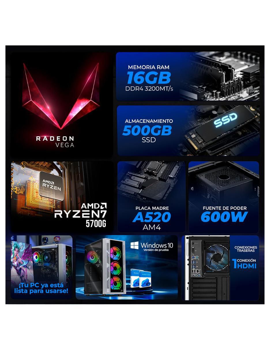 Computadora gamer XTPCR716GBRENOIRMCW 23.8 pulgadas Full HD AMD Ryzen 7 AMD Radeon Graphics 16 GB RAM 500 GB SSD 5