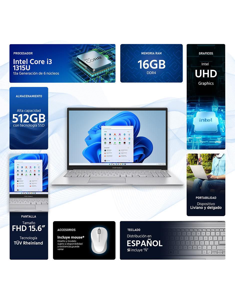 Laptop Vivobook 15 15.6 pulgadas Full HD Intel Core i3 Intel UHD 16 GB RAM 512 GB SSD 2