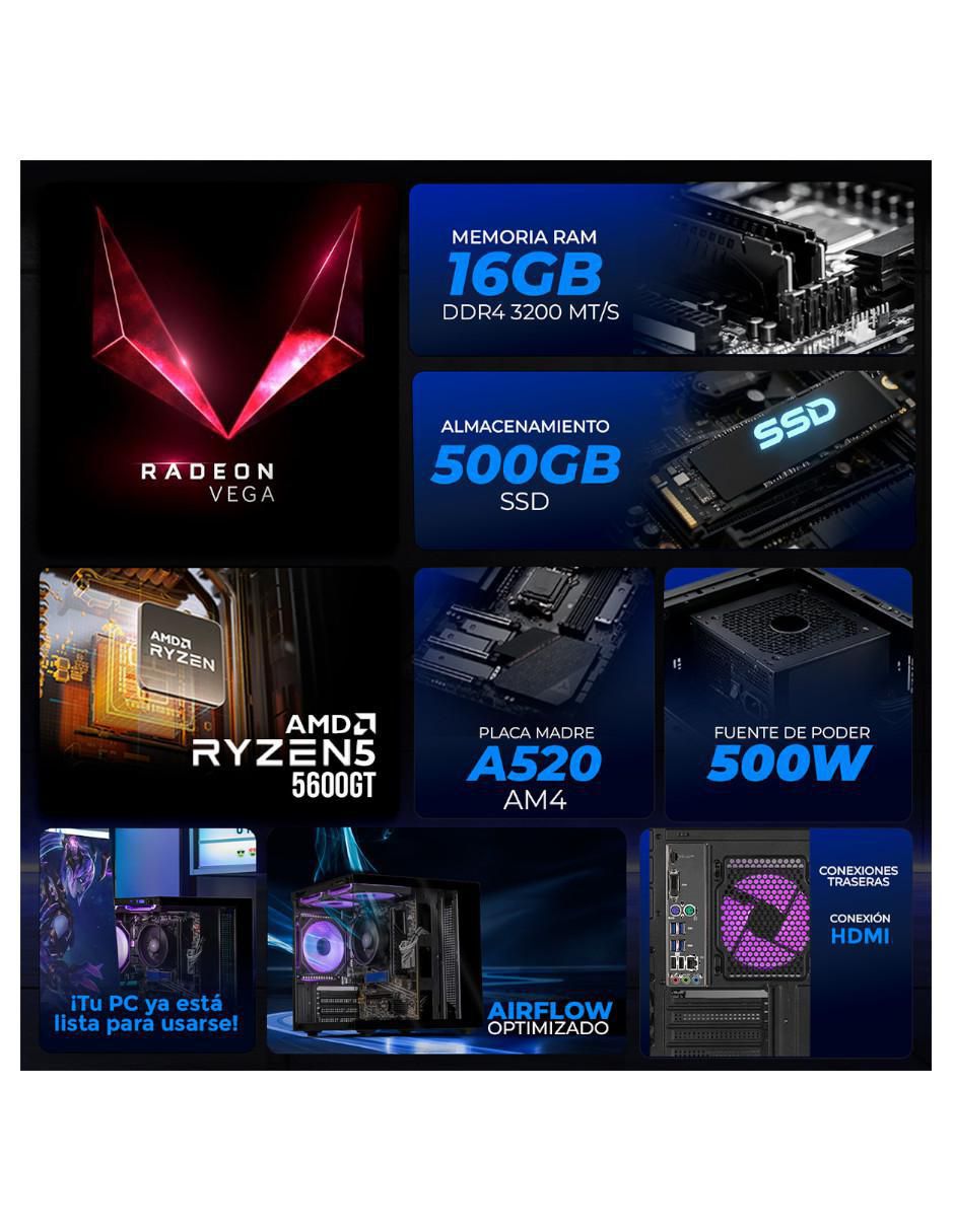 Computadora gamer XTACR516GBRENOIRMB 23.8 pulgadas full hd amd ryzen 5 amd radeon graphics 16 gb ram 500 gb ssd 5