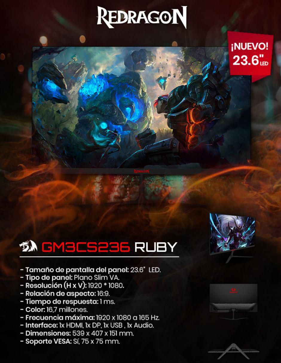 Monitor gamer Redragon Ruby IPS 4K 23.6 pulgadas Gm3cc236 6