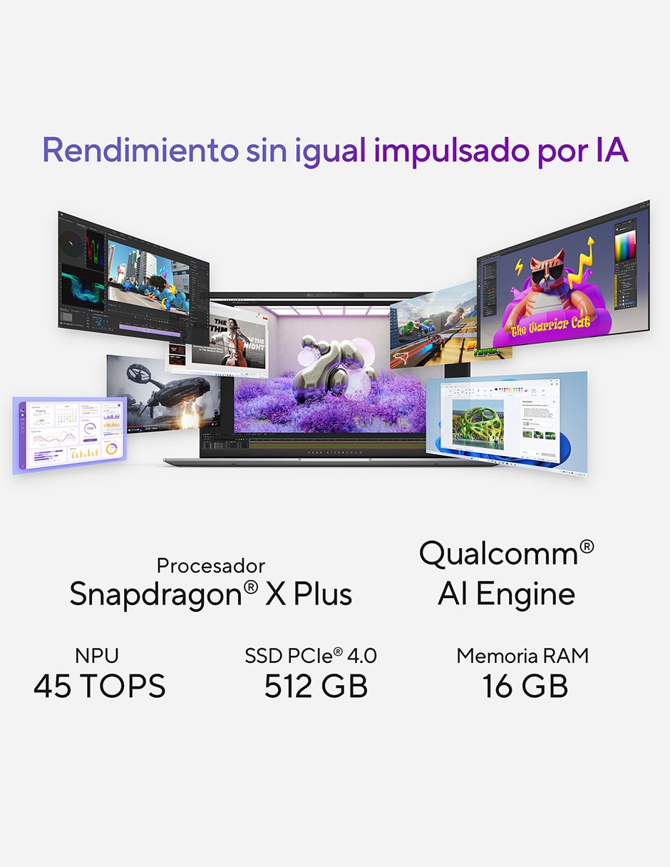 Laptop thin & light Vivobook S 15 OLED 15.6 pulgadas 3K Qualcomm Adreno 16 GB RAM 512 GB SSD 3