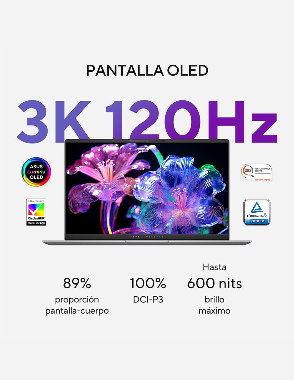 Laptop thin & light Vivobook S 15 OLED 15.6 pulgadas 3K Qualcomm Adreno 16 GB RAM 512 GB SSD 5