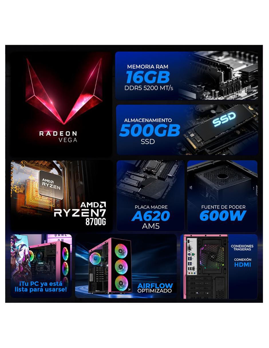 Computadora gamer XTPCR732GB5780MMDP 27 pulgadas Full HD AMD Ryzen 7 AMD Radeon 780M 16 GB RAM 500 GB SSD 5