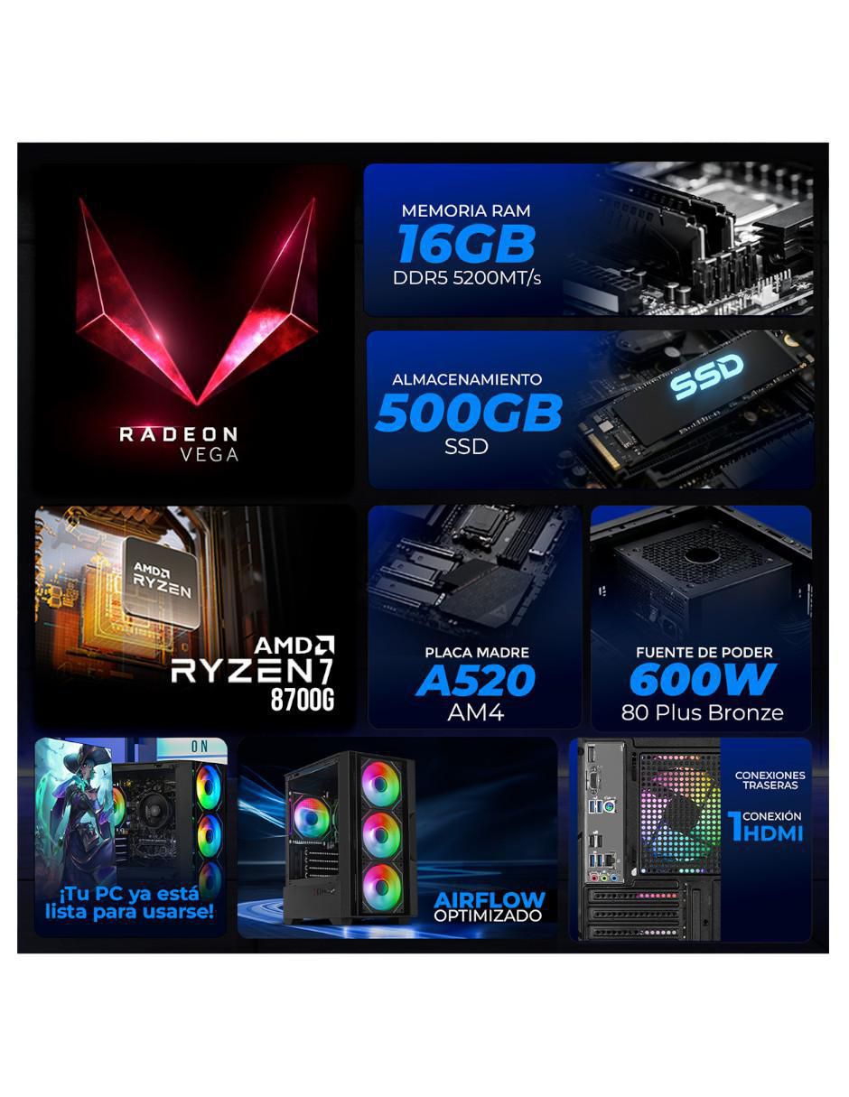 Computadora gamer XTPCR732GB5780MMDMB 27 pulgadas Full HD AMD Ryzen 7 AMD Radeon 780M 16 GB RAM 500 GB SSD 5