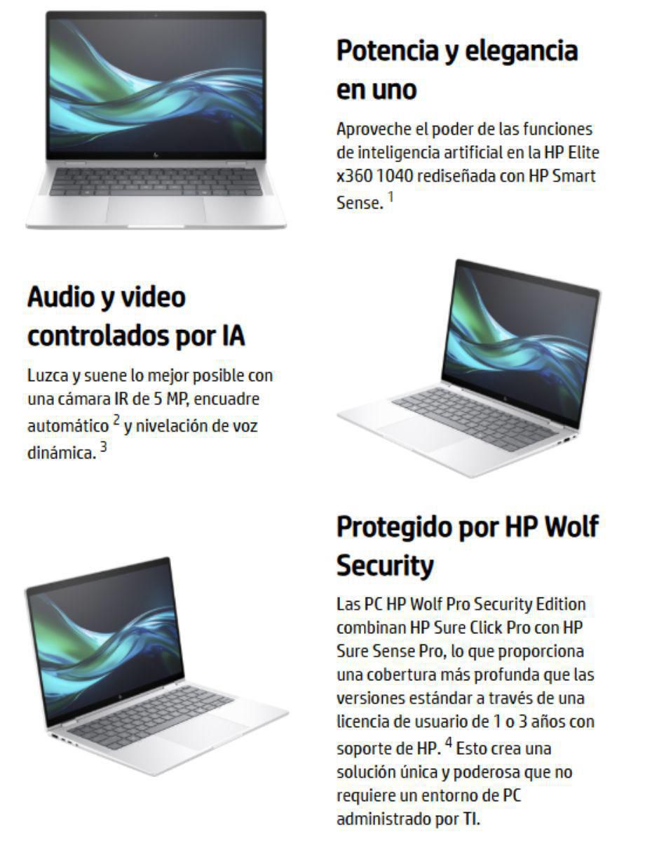 Laptop Elite X360 1040 G11 14 pulgadas WUXGA Intel Core Ultra 7 Intel ARC 16 GB RAM 512 GB SSD 11