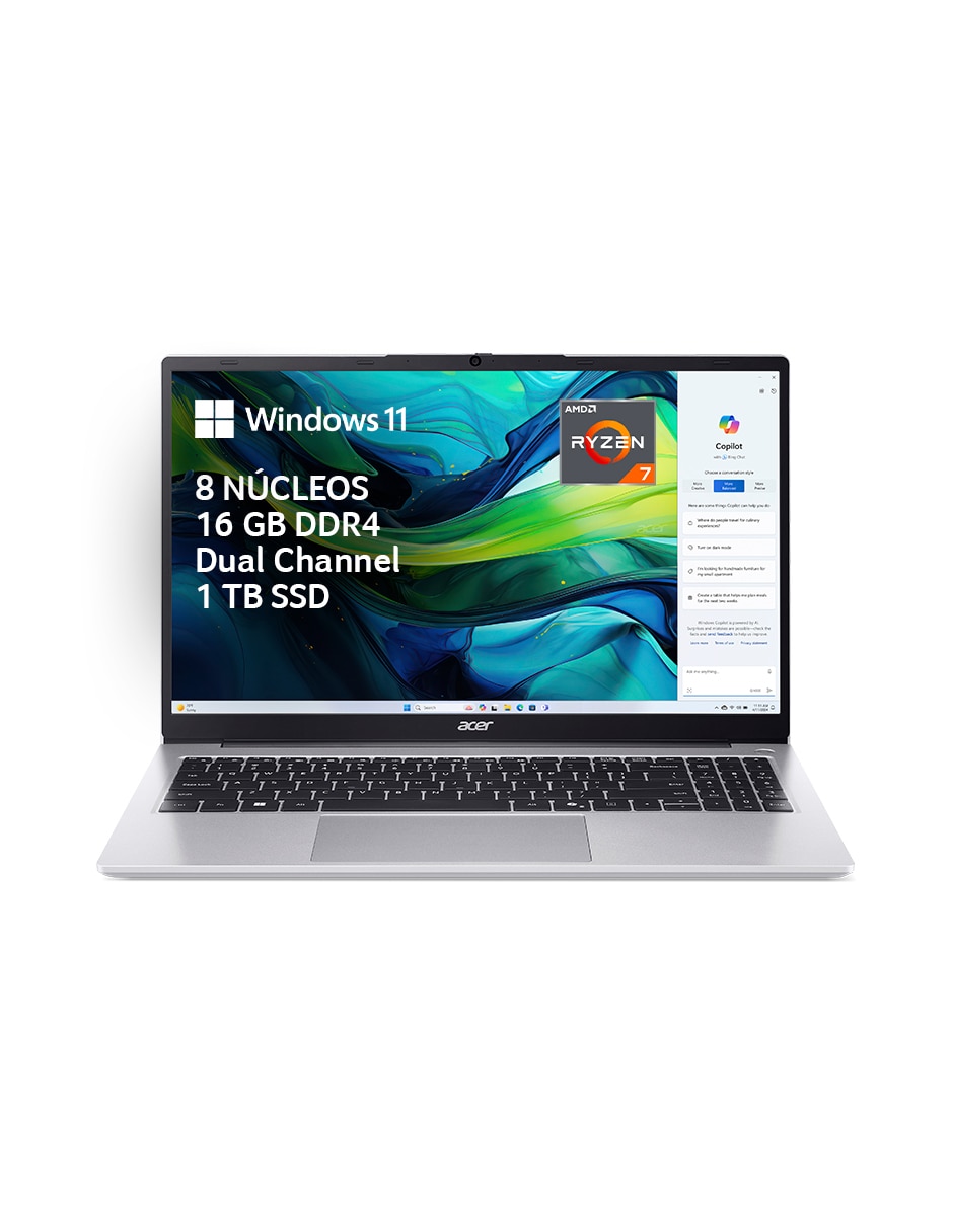 Laptop Thin & Light Aspire Lite 15 15.6 pulgadas Full HD AMD Ryzen 7 AMD Radeon 16 GB RAM 1 TB SSD 1