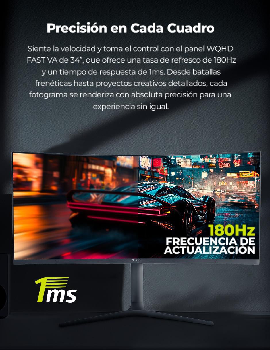 Monitor gamer standard WQHD 34 pulgadas PROACT YMC-FV234 CURVO 15