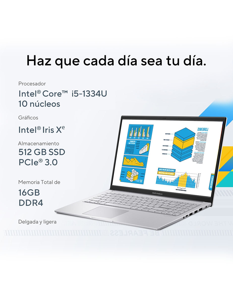 Laptop thin & light Vivobook 15 15.6 pulgadas Full HD Intel Core i5 Intel Iris XE 16 GB RAM 512 GB SSD 3