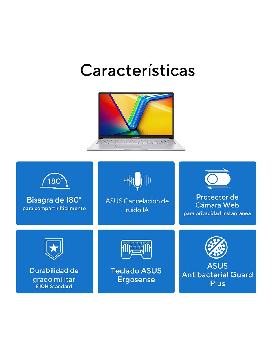 Laptop Vivobook 14 14 pulgadas WUXGA Intel Core i7 Intel UHD Graphics 16 GB RAM 512 GB SSD 3