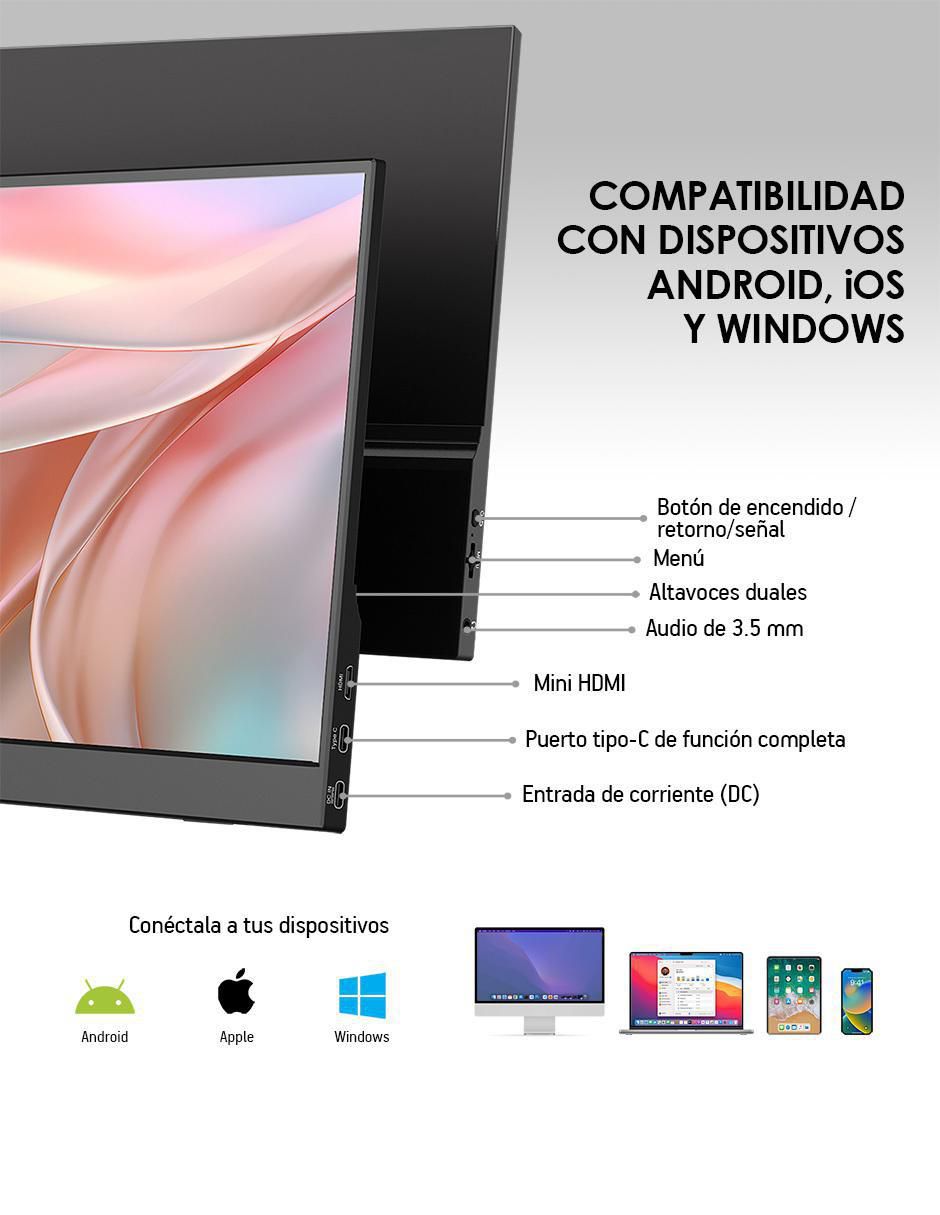 Monitor portátil Full HD 15.6 pulgadas 3