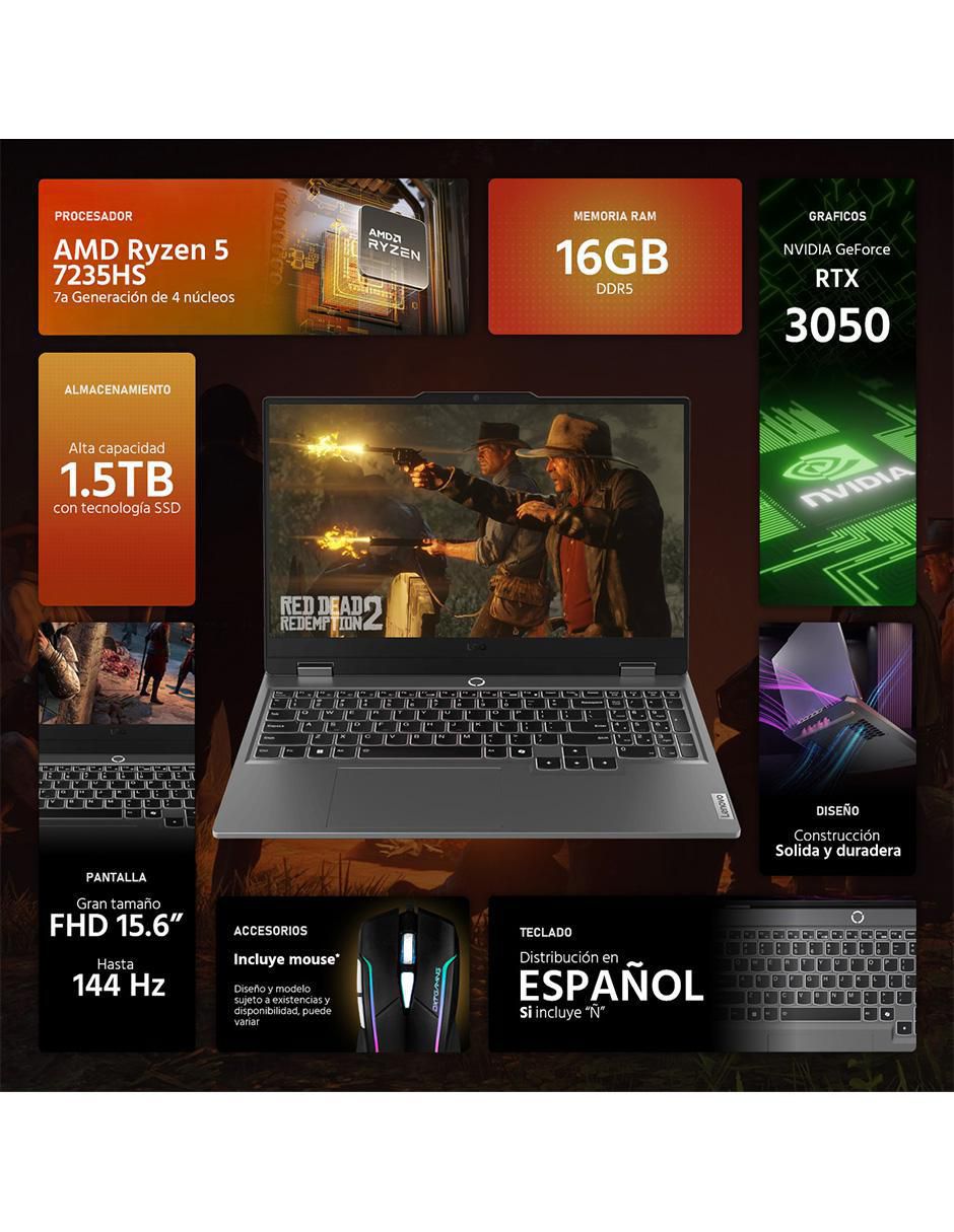 Laptop gamer LOQ 15ARP9 15.6 pulgadas Full HD AMD Ryzen 5 Nvidia GeForce RTX 3050 16 GB RAM 1.5 tb SSD 2