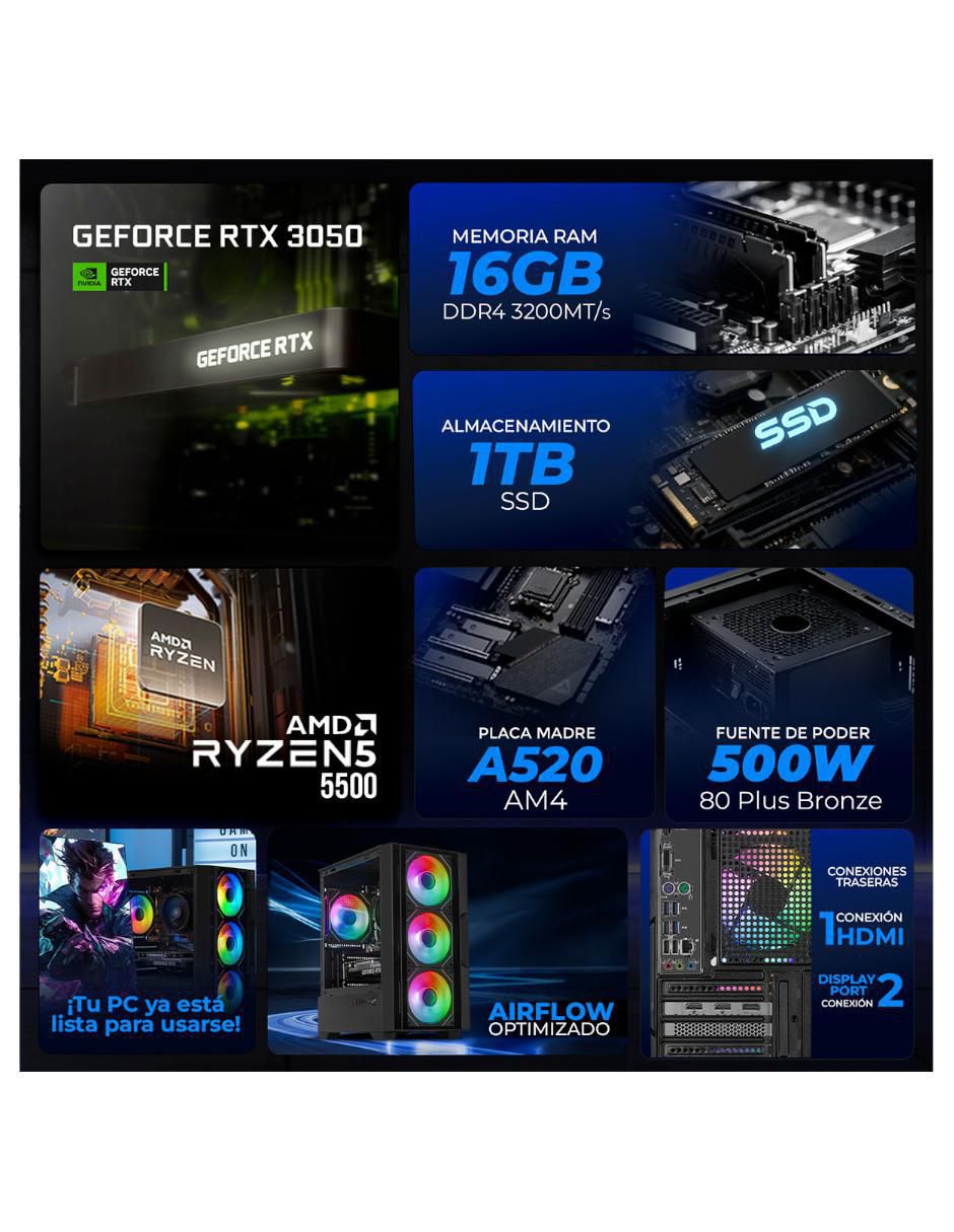 Computadora gamer XTPCR516GB3050MDB 23.8 pulgadas Full HD AMD Ryzen 5 NVIDIA GeForce RTX 3050 16 GB RAM 1 TB SSD 5