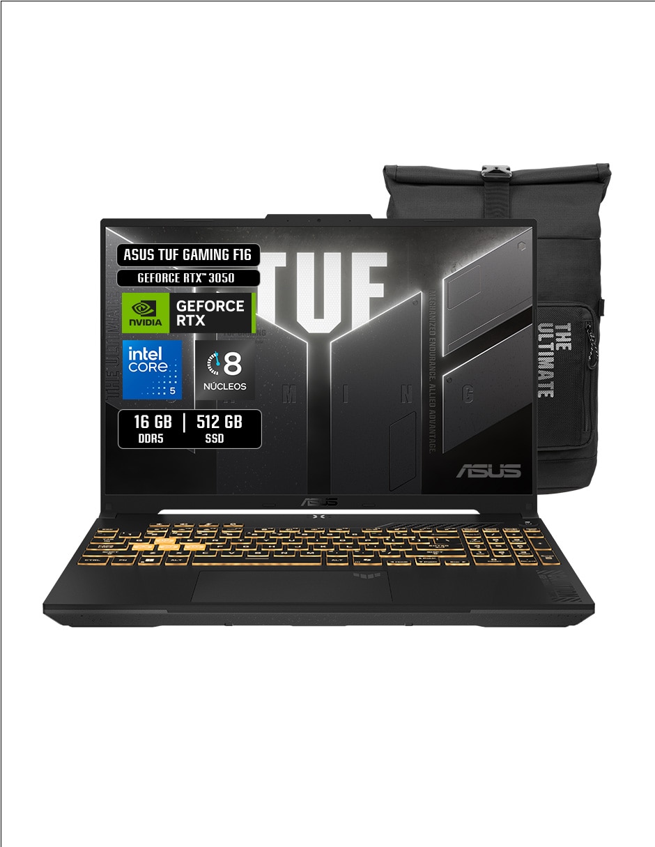 Laptop gamer Tuf Gaming F16 16 pulgadas FULL HD+ Intel Core 5 210H Nvidia Geforce RTX 3050 16 GB RAM 512 GB SSD