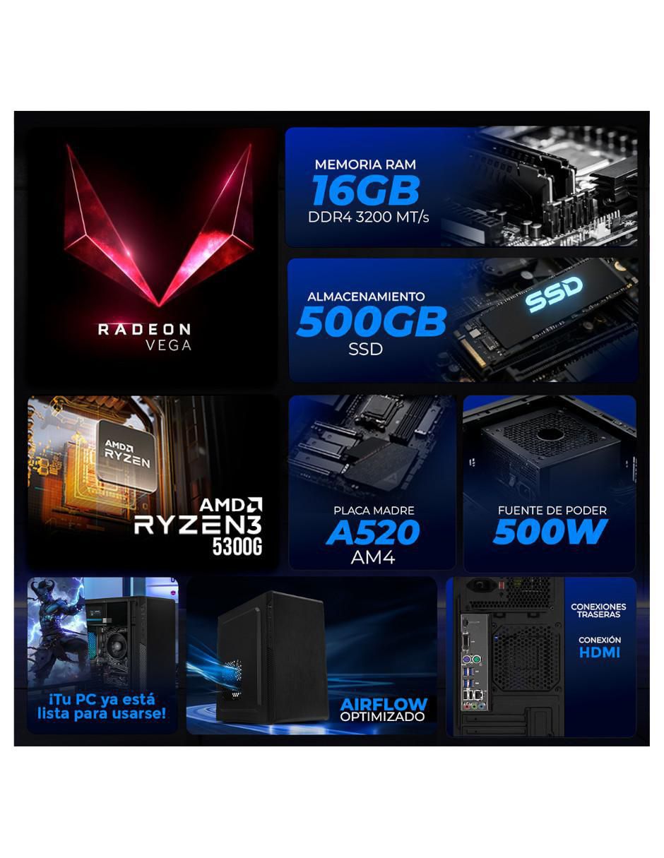 Computadora gamer XTACR316GBRENOIRMPB 23.8 pulgadas Full HD AMD Ryzen 3 AMD Radeon Graphics 16 GB RAM 500 GB SSD 5