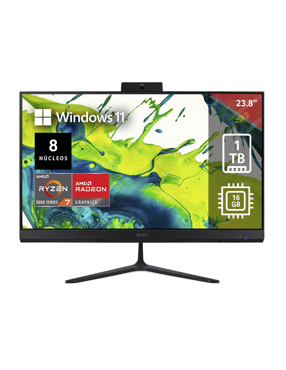 Computadora all in one Aspire C24 23.8 pulgadas Full HD AMD Ryzen 7 AMD Radeon 16 GB RAM 1 TB SSD 1