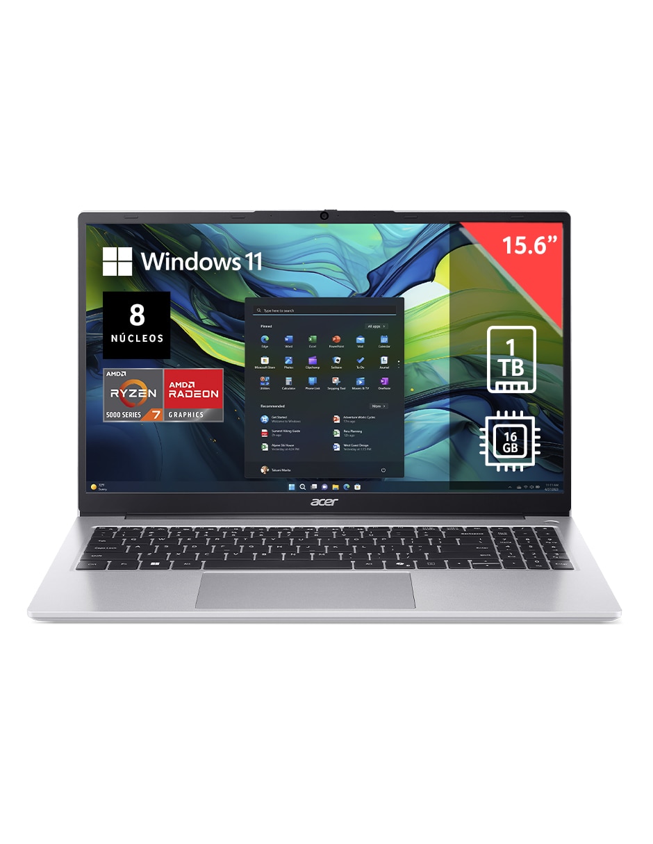 Laptop thin & light Aspire Lite 15 15.6 pulgadas Full HD AMD Ryzen 7 AMD Radeon 16 GB RAM 1 TB SSD 1