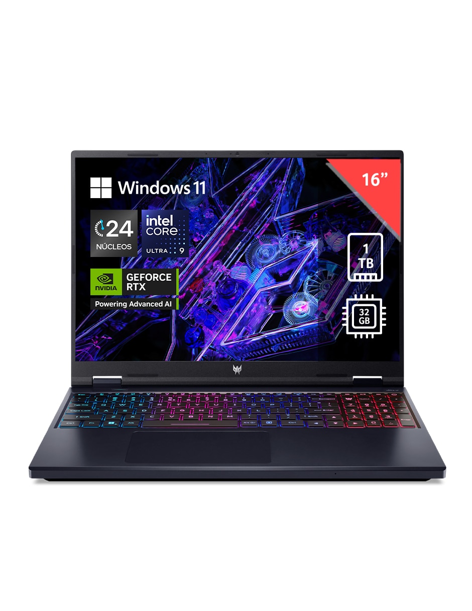 Laptop gamer Predator Helios Neo 16 ai 16 pulgadas wqxga Intel Core Ultra 9 NVIDIA Geforce RTX 5070 32 GB RAM 1 TB SSD