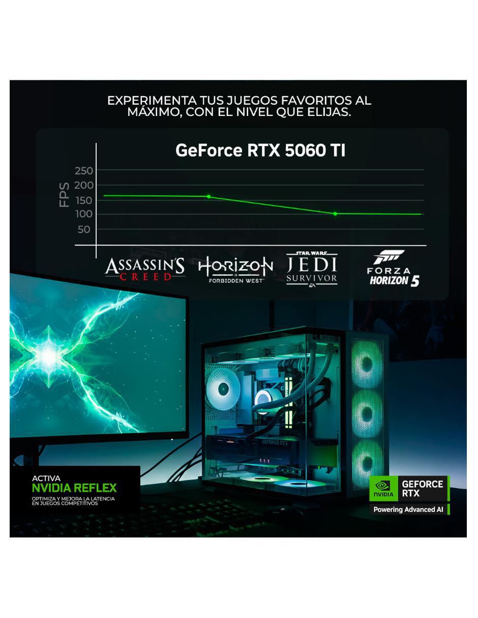 Computadora gamer DXTR732GB55060TIT6 AMD Ryzen 7 NVIDIA GeForce RTX 5060 Ti 32 GB RAM 1 TB SSD 9