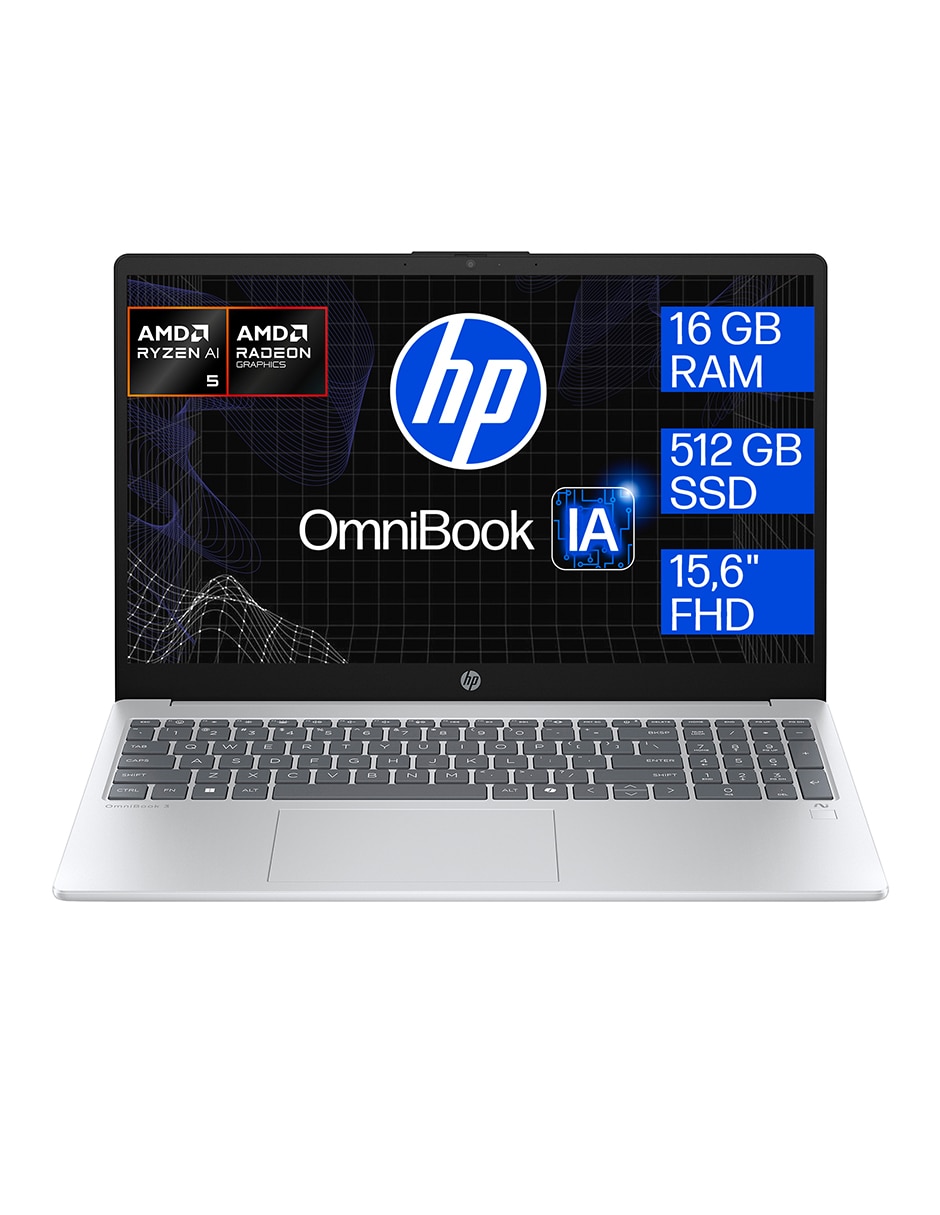 Laptop Omnibook 3 15.6 pulgadas Full HD AMD Ryzen AI 5 340 AMD Radeon 16 GB RAM 512 GB SSD 2