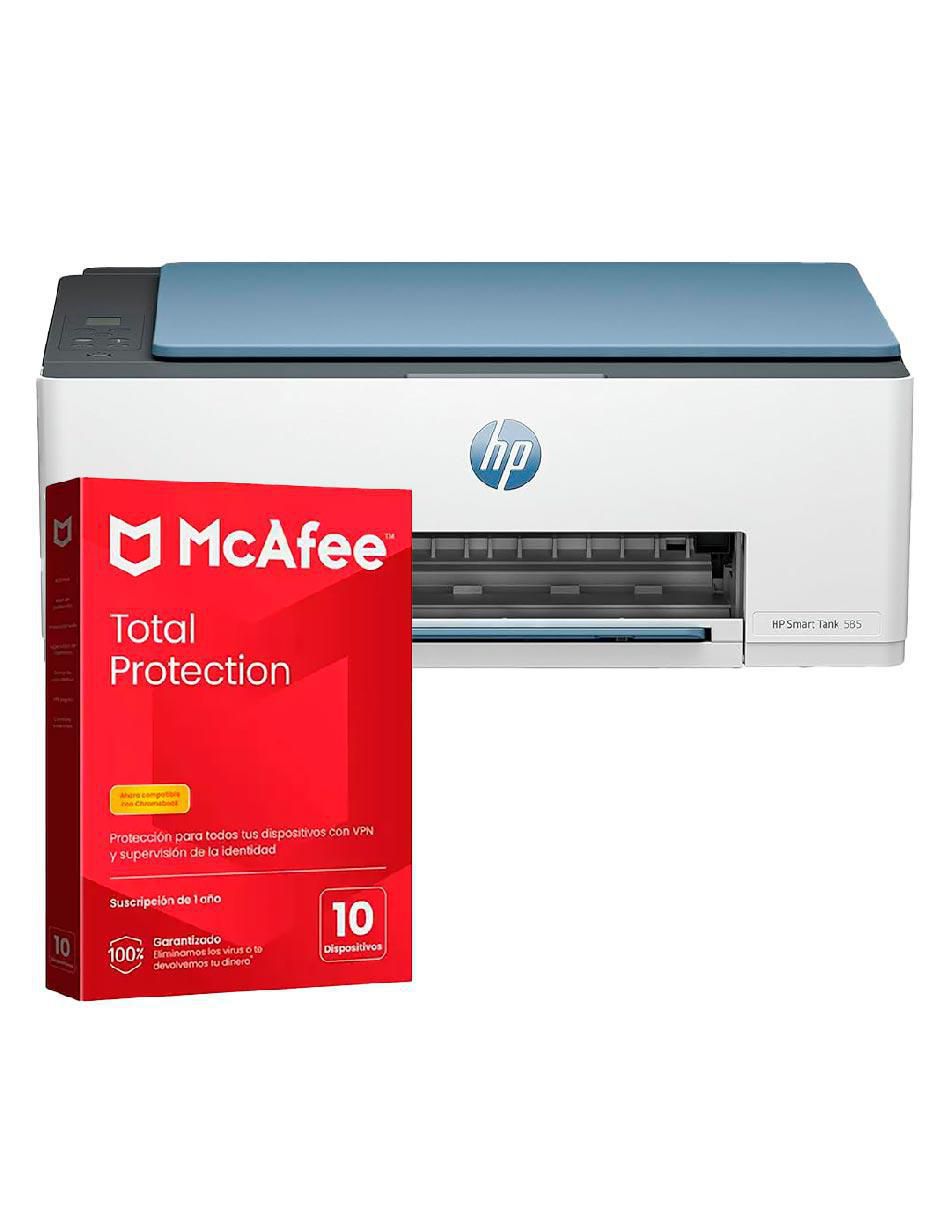 Multifuncional Smart Tank 585 + Antivirus Digital Mcafee total protection de inyección de tinta inalámbrica a color