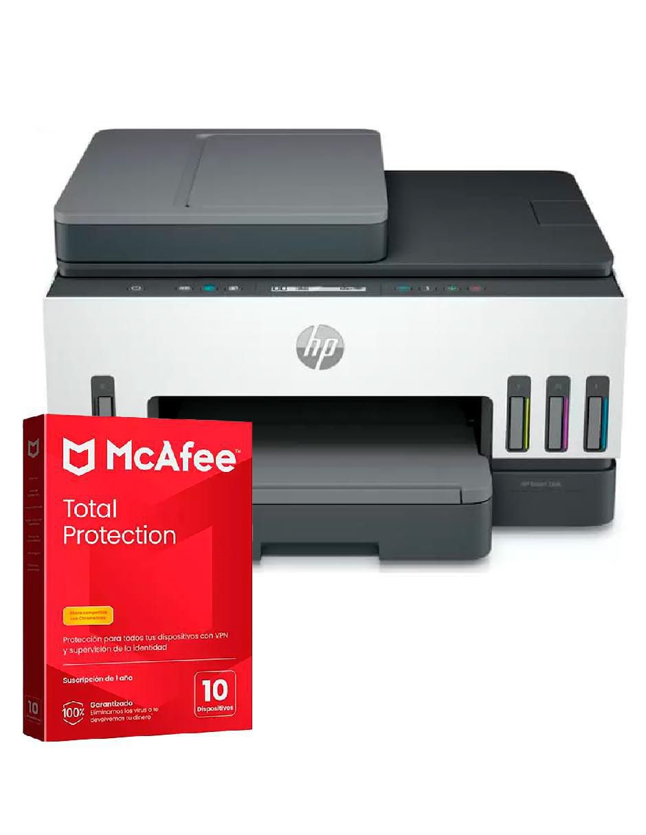 Multifuncional Smart Tank 750 + Antivirus Mcafee total protection digital de inyección de tinta inalámbrica a color