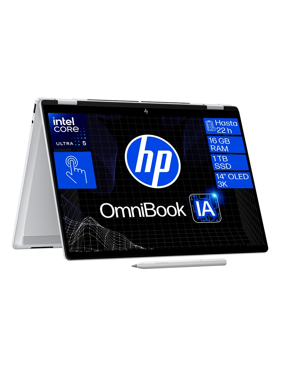 Laptop 2 en 1 touch OmniBook X Flip 14-fm0052la 14 pulgadas 3K Intel Core Ultra 5 226V Intel Arc 16 GB RAM 1 TB SSD 2