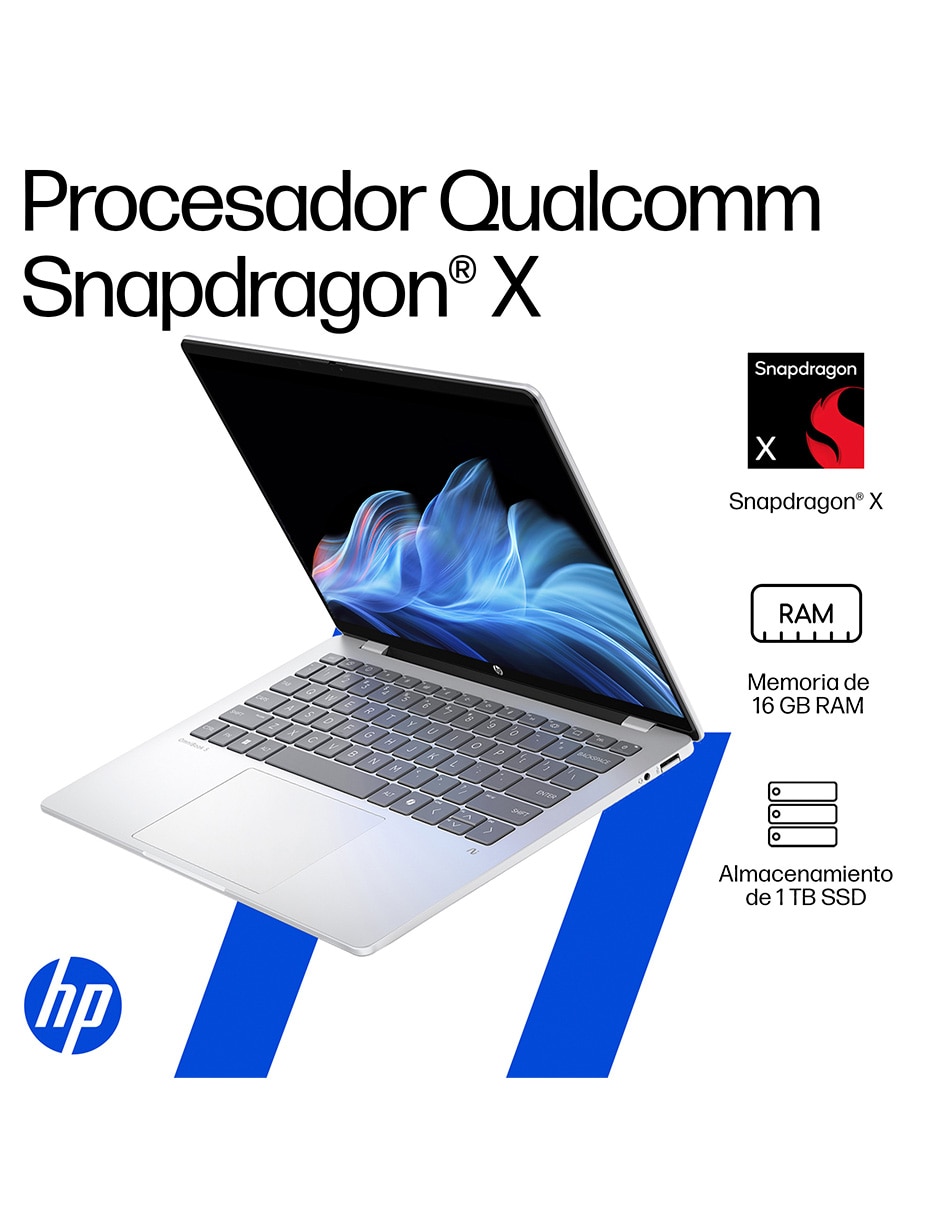 Laptop Omnibook 5 14-HE0000LA 14 pulgadas 2K Snapdragon X Qualcomm Adreno 16 GB RAM 512 GB SSD 3