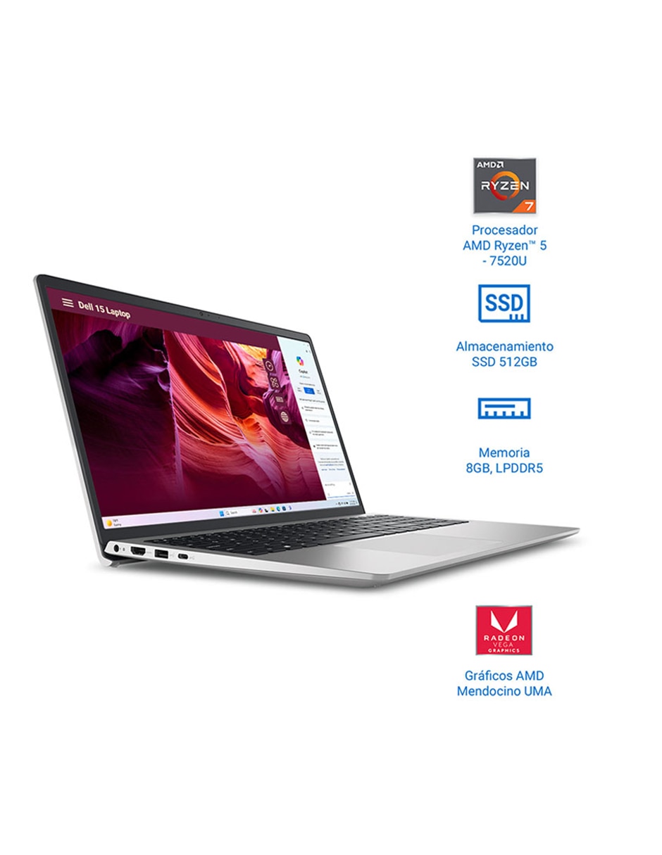 Laptop Thin & Light DC15255 15.6 pulgadas Full HD AMD Ryzen 5 Integradas 8 GB RAM 512 GB SSD 5